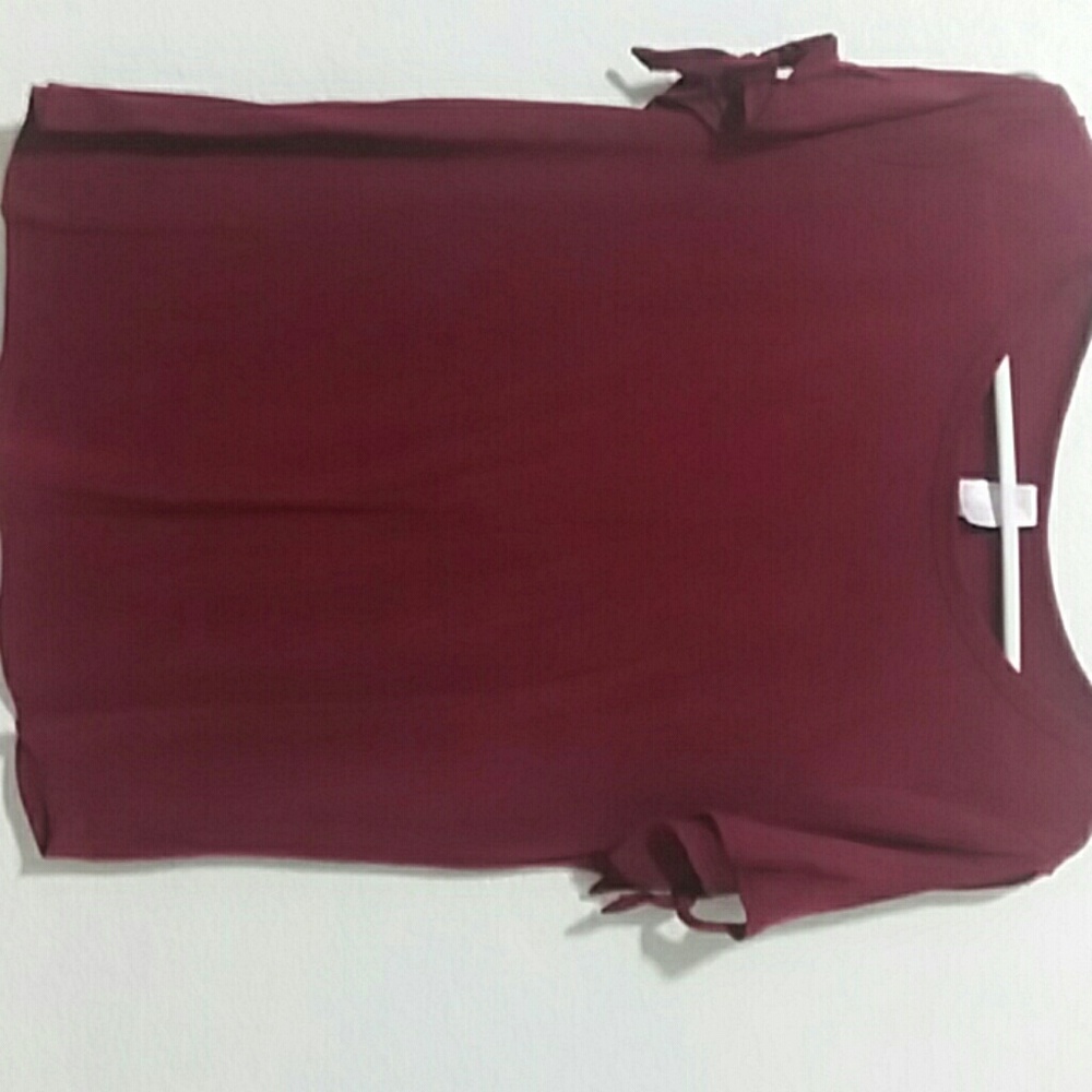 Red open shoulder shirt